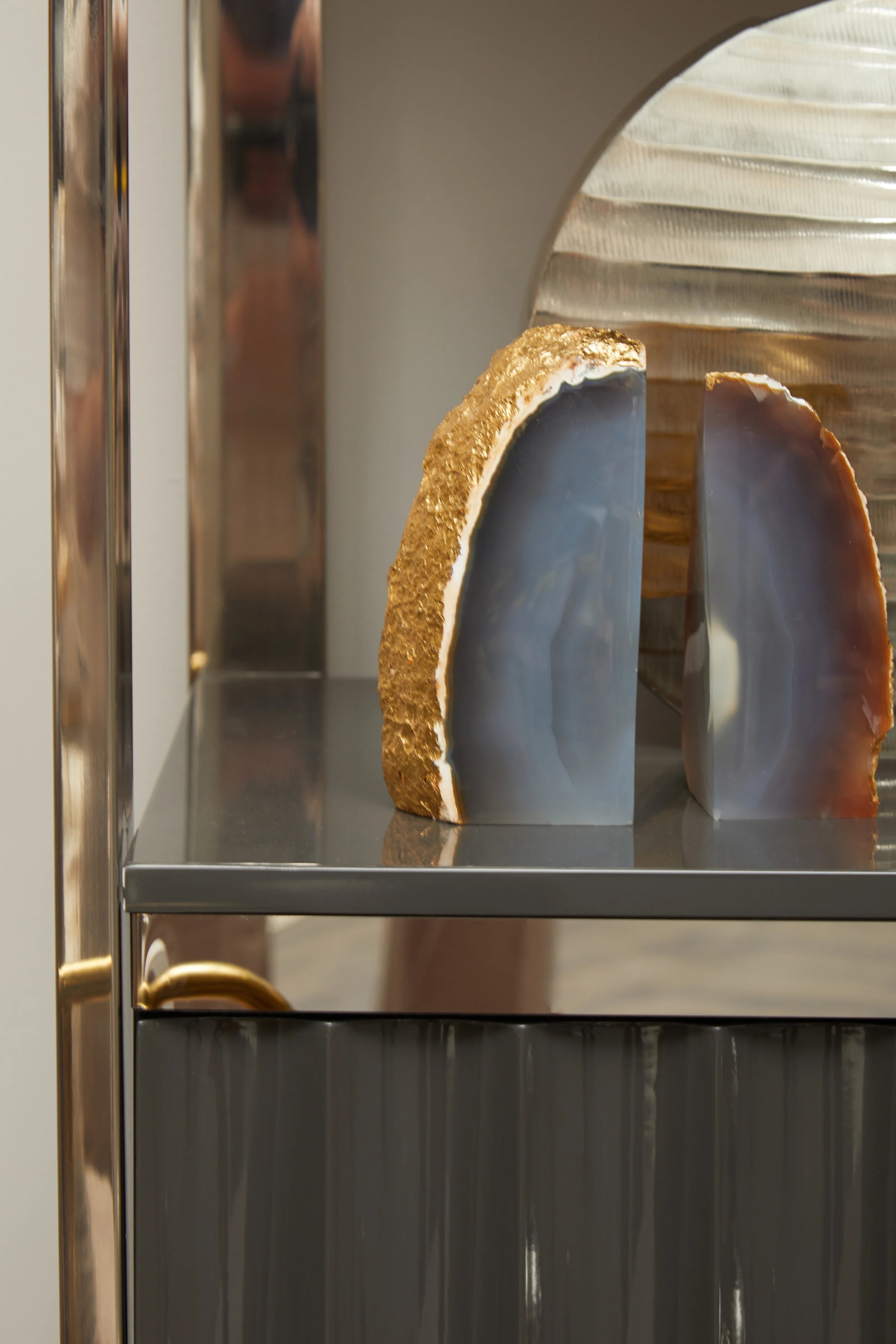 Monzoro Agate Stone & Gold Bookends